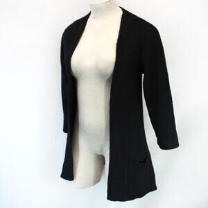 Alpaca 111 Peruvian black Cardigan Sweater Pockets designer collection Small